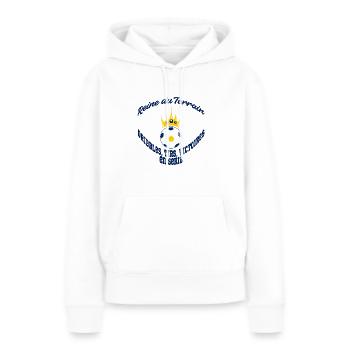 Reine du Hand : Dribble, Tire, Gagne ! - Sweat à capuche Premium bio Femme - blanc - Devant - Julia (174cm)