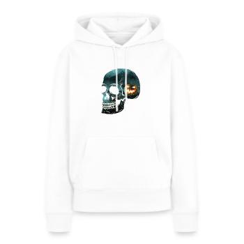 Crâne vision terrifiante - Sweat à capuche Premium bio Femme - blanc - Devant - Julia (174cm)