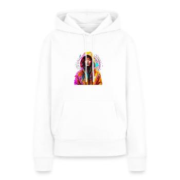 Femme futuriste - Sweat à capuche Premium bio Femme - blanc - Devant - Julia (174cm)