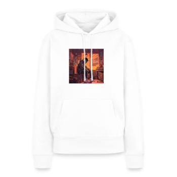 LofiVibes : Des designs inspirés de la musique lo-fi - Sweat à capuche Premium bio Femme - blanc - Devant - Julia (174cm)
