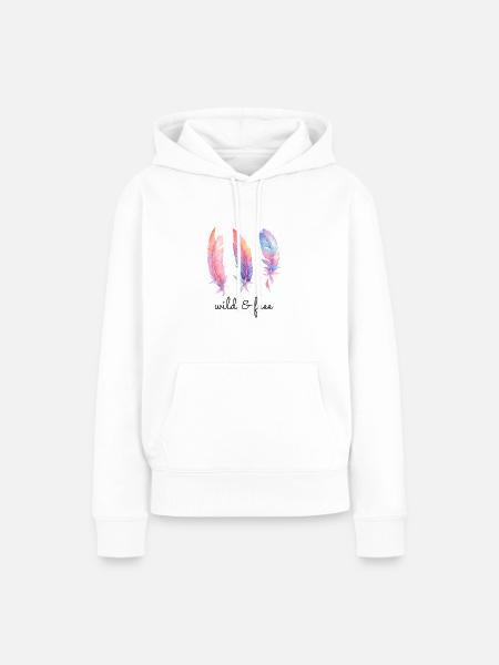 wild & free - Frauen Premium Bio Hoodie - Weiß