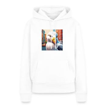 Möwe in der Stadt - Frauen Premium Bio Hoodie - Weiß - Vorne - Julia (174cm)