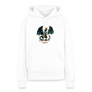 BASILIC DRAGON maléfique - Sweat à capuche Premium bio Femme - blanc - Devant - Julia (174cm)