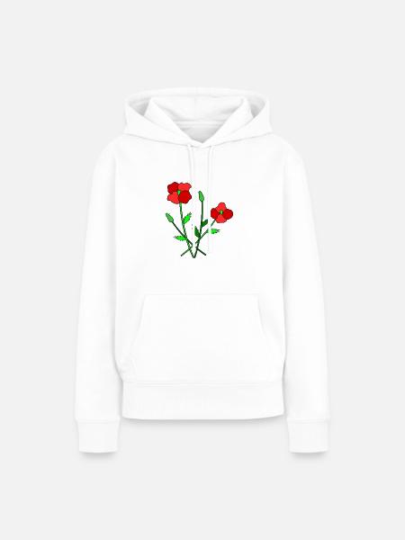 Blühender Mohn - Frauen Premium Bio Hoodie - Weiß