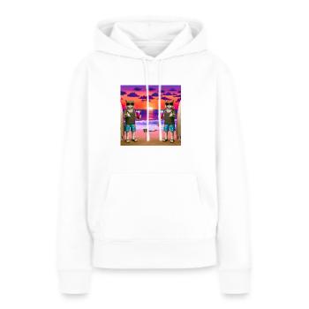 Gato Loco Surfdudes Katzen Cats Strand Sundowner - Frauen Premium Bio Hoodie - Weiß - Vorne - Julia (174cm)