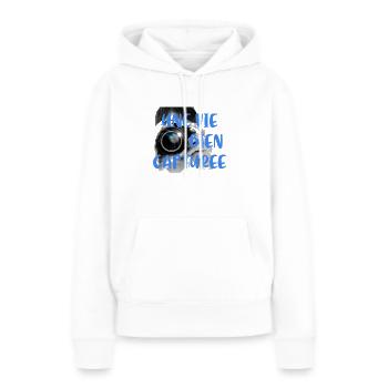 Photographe Une vie bien capturée - Sweat à capuche Premium bio Femme - blanc - Devant - Julia (174cm)