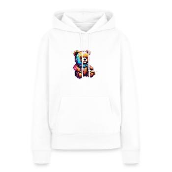 Ours en peluche / Peluche / Animal en peluche / Idée cadeau - Sweat à capuche Premium bio Femme - blanc - Devant - Julia (174cm)