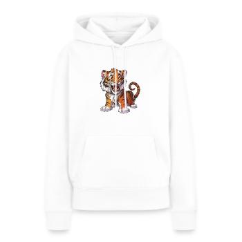 Fröhlicher Tiger Zeichentrick Tierliebhaber - Frauen Premium Bio Hoodie - Weiß - Vorne - Julia (174cm)
