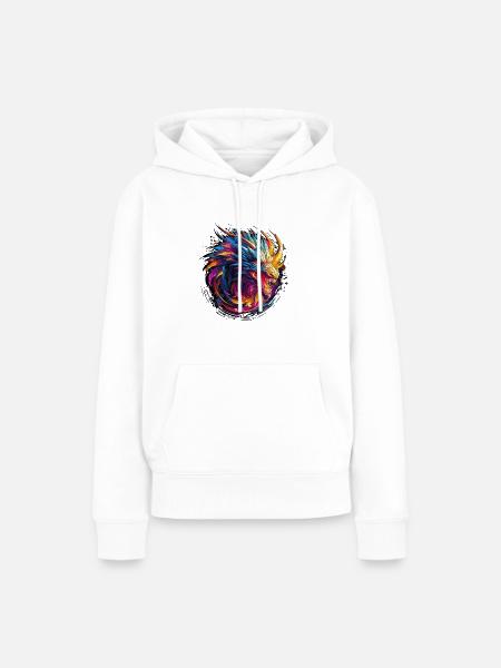 Abstrakter Drache - Geometrisches Drachendesign - Frauen Premium Bio Hoodie - Weiß