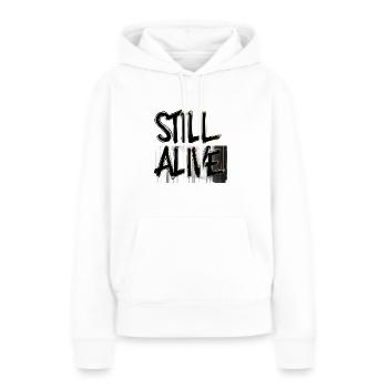 immer noch am leben - still alive - Frauen Premium Bio Hoodie - Weiß - Vorne - Julia (174cm)