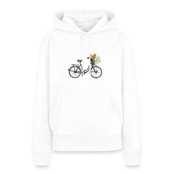 Vintage-Fahrrad mit Blumenkorb - Frauen Premium Bio Hoodie - Weiß - Vorne - Julia (174cm)