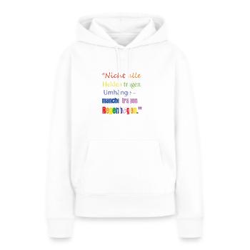 Regenbogen Umhang - Frauen Premium Bio Hoodie - Weiß - Vorne - Julia (174cm)
