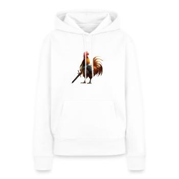Hahn mit Schwert - Frauen Premium Bio Hoodie - Weiß - Vorne - Julia (174cm)