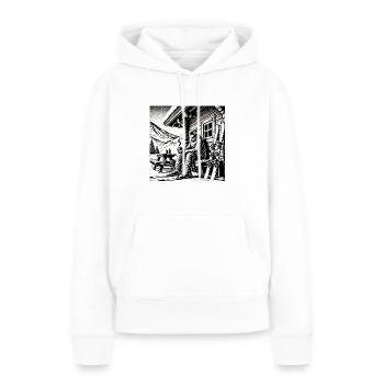 Skiers at the hut - Women’s Premium Organic Hoodie - white - Front - Julia (174cm)