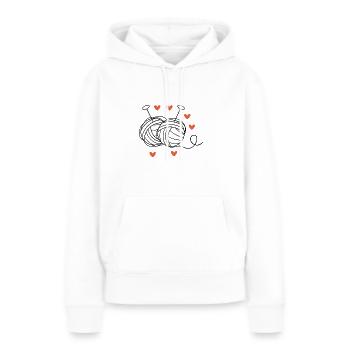Tricot Tricot Crochet Tricoteur - Sweat à capuche Premium bio Femme - blanc - Devant - Julia (174cm)