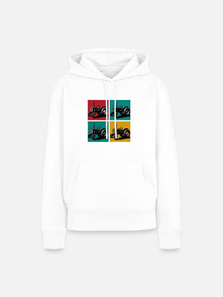 Retro-Oldtimer-Traktor - Frauen Premium Bio Hoodie - Weiß
