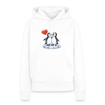 Style BD Pingouin En Couple Amoureux - Sweat à capuche Premium bio Femme - blanc - Devant - Julia (174cm)
