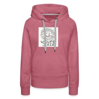 In Jerz' Arsch - Frauen Premium Bio Hoodie - Malve - Vorne - Isabella (175cm)