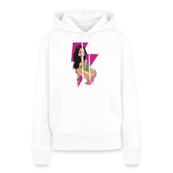 Pin-up de foudre rose - Sweat à capuche Premium bio Femme - blanc - Devant - Julia (174cm)