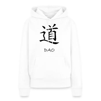 Taoïsme Daoism Dao Tao Qigong Zen Yoga Chakra - Sweat à capuche Premium bio Femme - blanc - Devant - Julia (174cm)