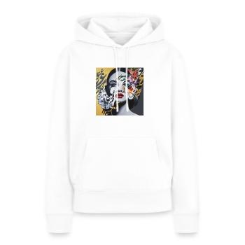 Calligraphie femme perse - Sweat à capuche Premium bio Femme - blanc - Devant - Julia (174cm)
