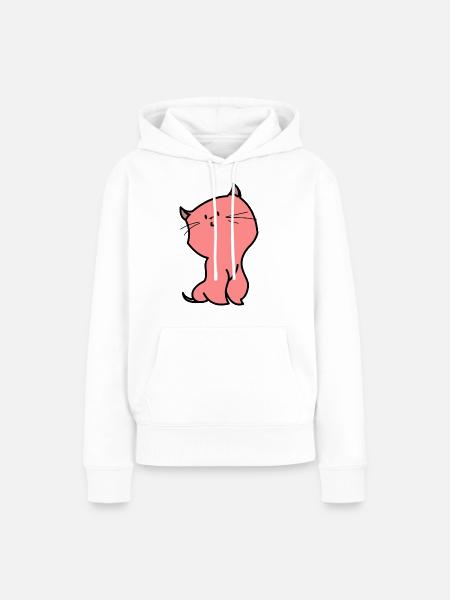 katze rosa - Frauen Premium Bio Hoodie - Weiß