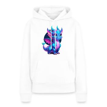 Mignon Dragon à écailles bleues - Sweat à capuche Premium bio Femme - blanc - Devant - Julia (174cm)