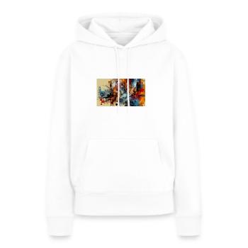 "Urbaner Rhythmus: Abstrakter Ausdruck von Basquiats - Frauen Premium Bio Hoodie - Weiß - Vorne - Julia (174cm)