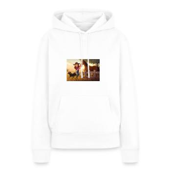 Kuhmädchen mit Pferd und Hund = - Frauen Premium Bio Hoodie - Weiß - Vorne - Julia (174cm)