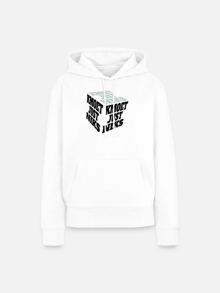 kmoet just niks (kubus versie) - Vrouwen Premium Bio hoodie - wit