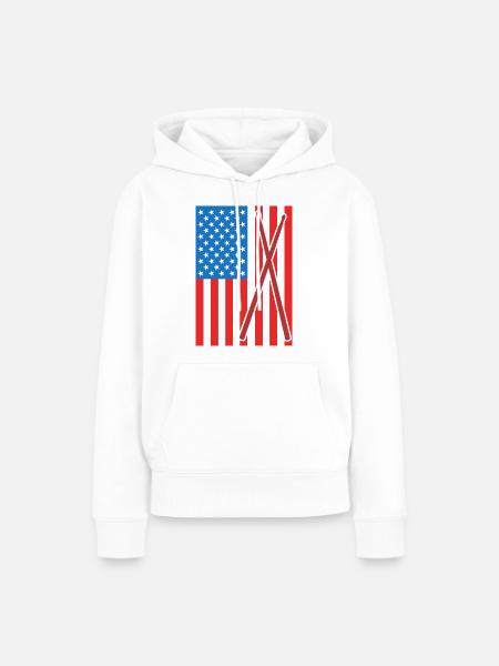 Patriotischer US Drummer - Frauen Premium Bio Hoodie - Weiß