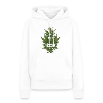 Libération de cannabis à base de cannabis - Sweat à capuche Premium bio Femme - blanc - Devant - Julia (174cm)