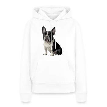 J’aime le bouledogue français - Bouledogue français - Sweat à capuche Premium bio Femme - blanc - Devant - Julia (174cm)