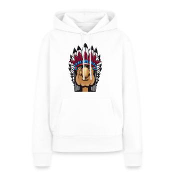 Grimmiger Indianerhäuptling mit Federschmuck Comic - Frauen Premium Bio Hoodie - Weiß - Vorne - Julia (174cm)