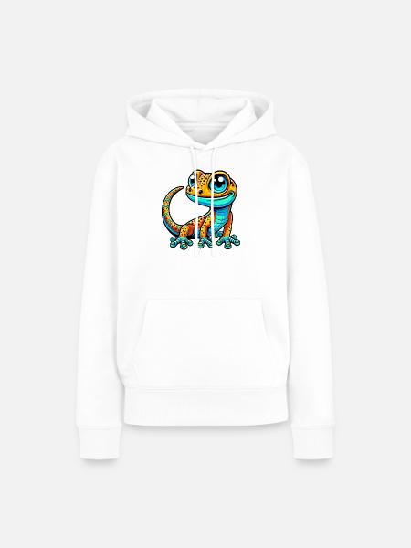 Gecko - Frauen Premium Bio Hoodie - Weiß