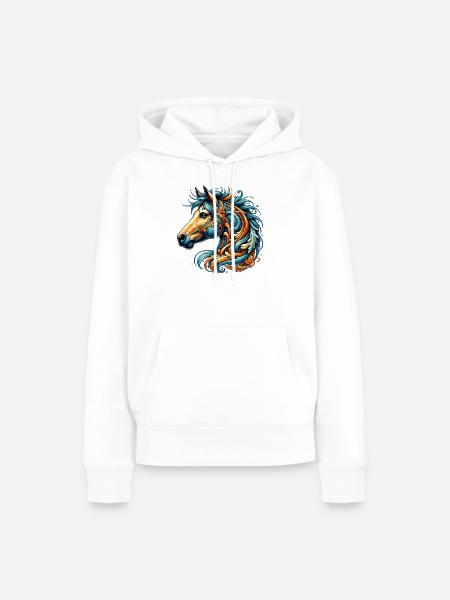 Pferd - Frauen Premium Bio Hoodie - Weiß