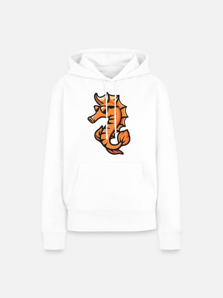 Seepferd Comic Cool - Frauen Premium Bio Hoodie - Weiß