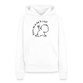 Né en âme sombre - Sweat à capuche Premium bio Femme - blanc - Devant - Julia (174cm)