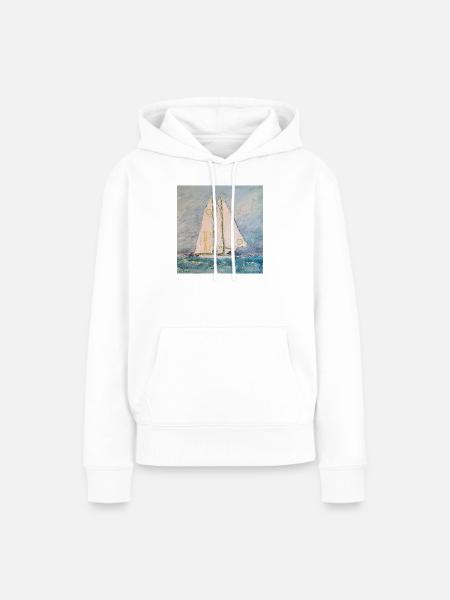 Segelboot auf See - Frauen Premium Bio Hoodie - Weiß