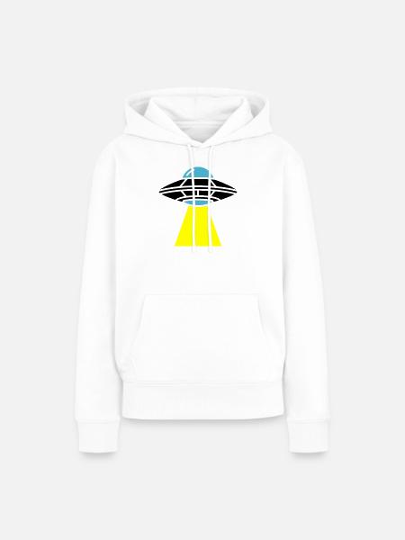 UFO Alien Raumschiff Licht - Frauen Premium Bio Hoodie - Weiß