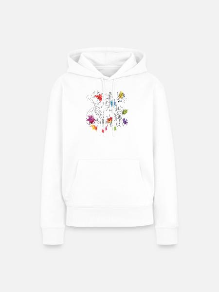 Aquarellblumen - Frauen Premium Bio Hoodie - Weiß
