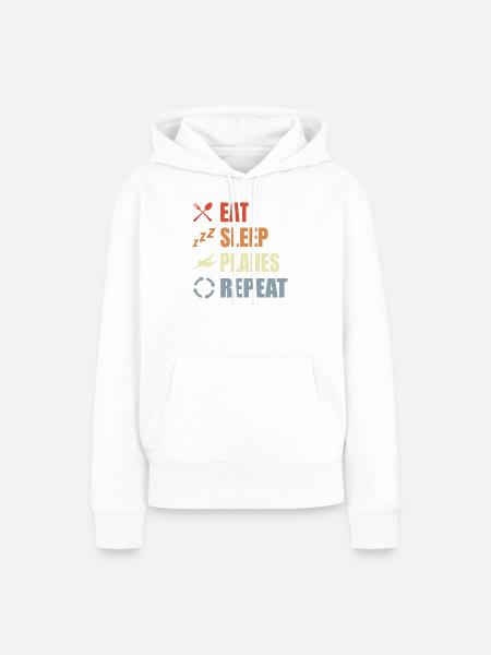 Eat Sleep Planes Repeat - Frauen Premium Bio Hoodie - Weiß