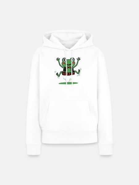 Fröhlicher Frosch im Smoking - Frauen Premium Bio Hoodie - Weiß