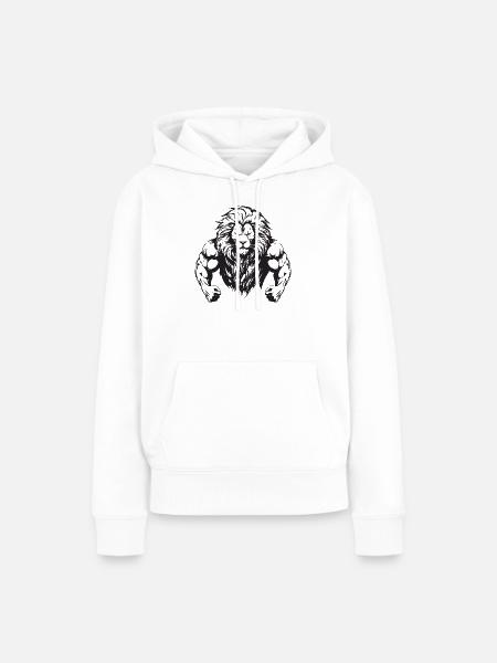 Löwe Muskeln - Frauen Premium Bio Hoodie - Weiß