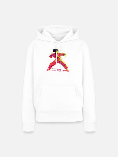 Karate Mädchen Retrowave - Frauen Premium Bio Hoodie - Weiß