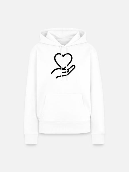 Hand Herz - Frauen Premium Bio Hoodie - Weiß