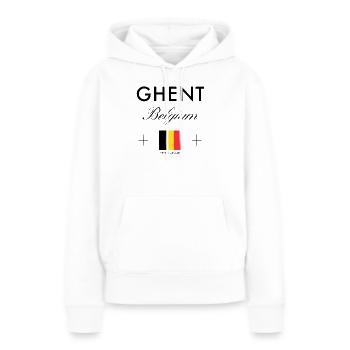 Gent Belgien Koordinaten Reise Souvenir - Frauen Premium Bio Hoodie - Weiß - Vorne - Julia (174cm)