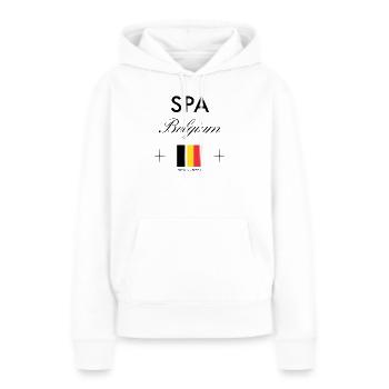 Spa Belgien Koordinaten Reise Souvenir - Frauen Premium Bio Hoodie - Weiß - Vorne - Julia (174cm)