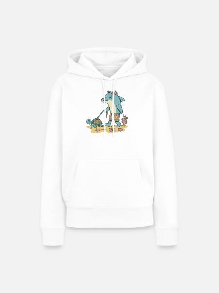 Delfin geht Gassi mit Schildkröte - Frauen Premium Bio Hoodie - Weiß