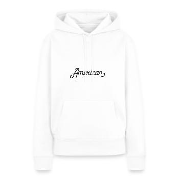 Américain - Sweat à capuche Premium bio Femme - blanc - Devant - Julia (174cm)